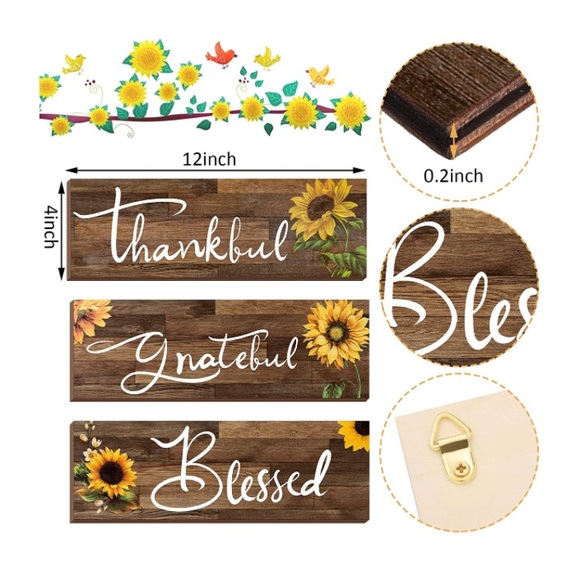 3 Pieces Sunflower Farmhouse Wall Decor - Picture 3 of 7